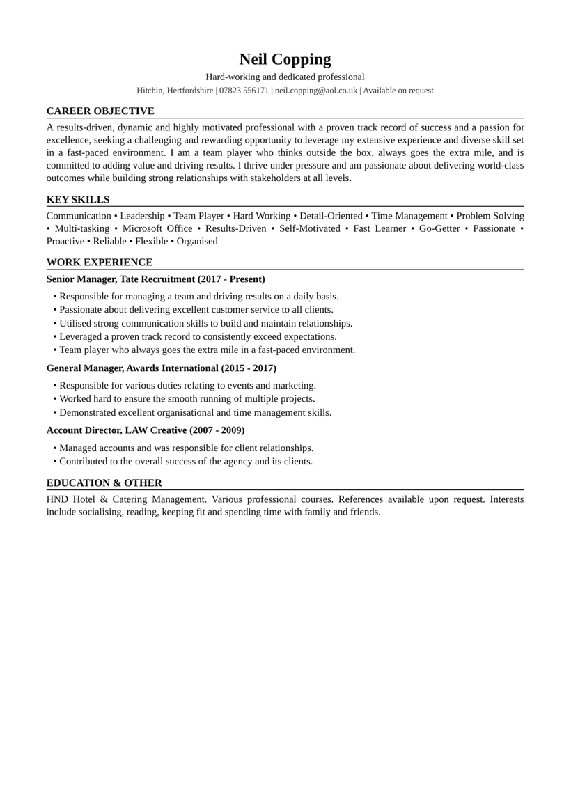 Before: a generic, buzzword-stuffed CV